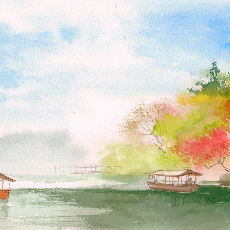 acquerello watercolor japan illustration